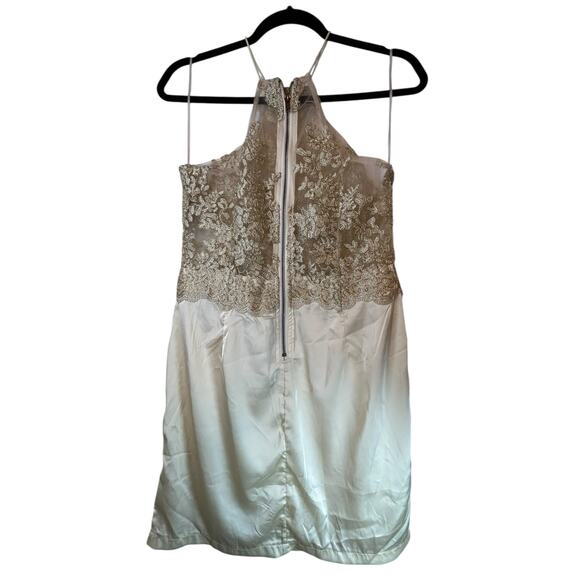 NWT Hello Molly Champagne Satin and Lace Halter Cocktail Dress - Size 12 - Picture 4 of 15